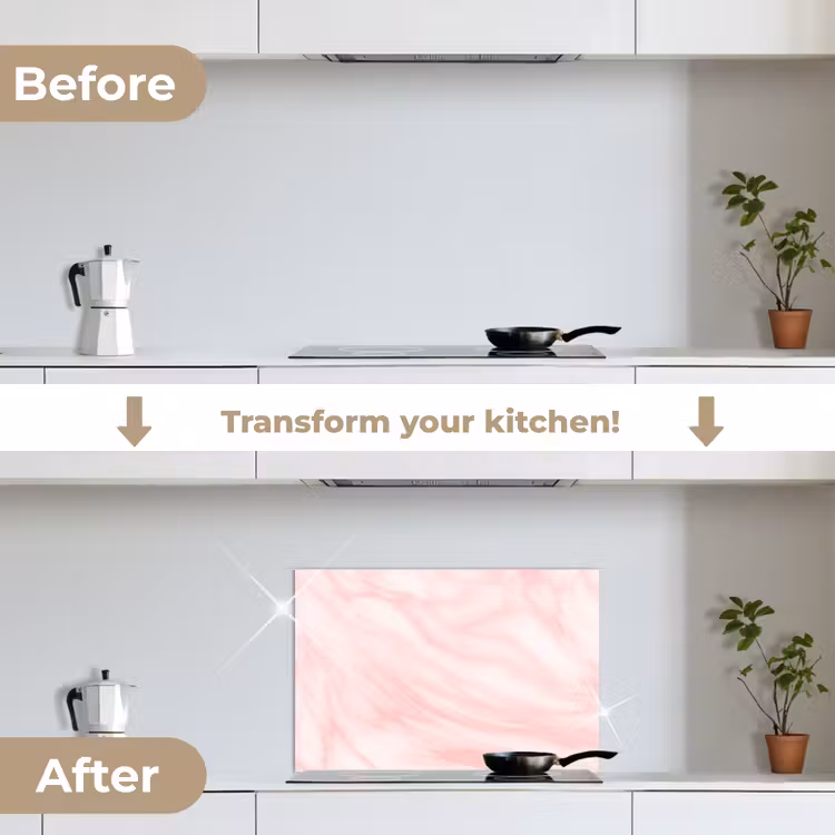 Kitchen splashback for hob - Marble - Pink - White - Luxe - Marble look — 7