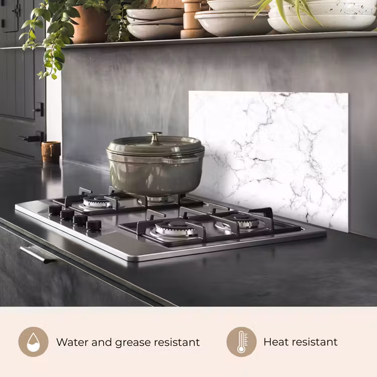 Kitchen splashback for hob - Marble - White - Gray - Luxury - Marble look - Textured — 2