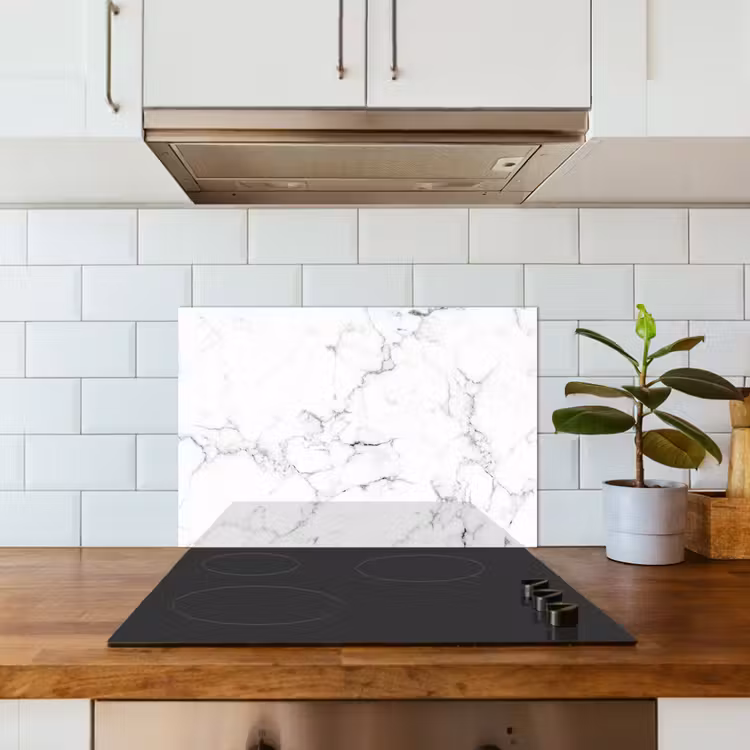 Kitchen splashback for hob - Marble - White - Gray - Luxury - Marble look - Textured — 3