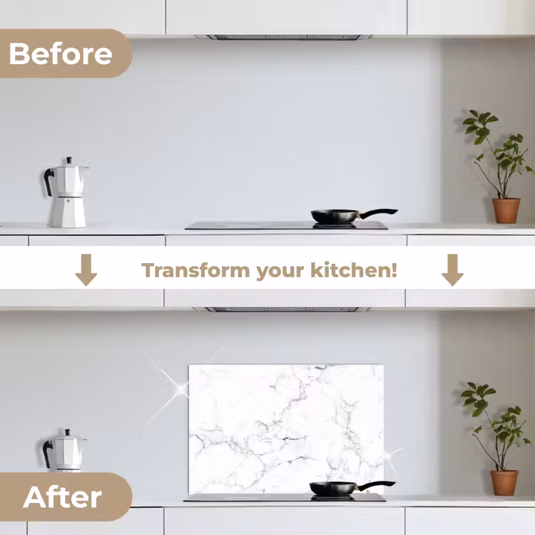 Kitchen splashback for hob - Marble - White - Gray - Luxury - Marble look - Textured — 7