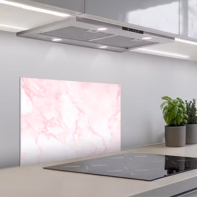 Kitchen splashback for hob - Marble - White - Pink - Chic - Marble look — 1