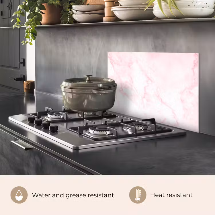 Kitchen splashback for hob - Marble - White - Pink - Chic - Marble look — 2
