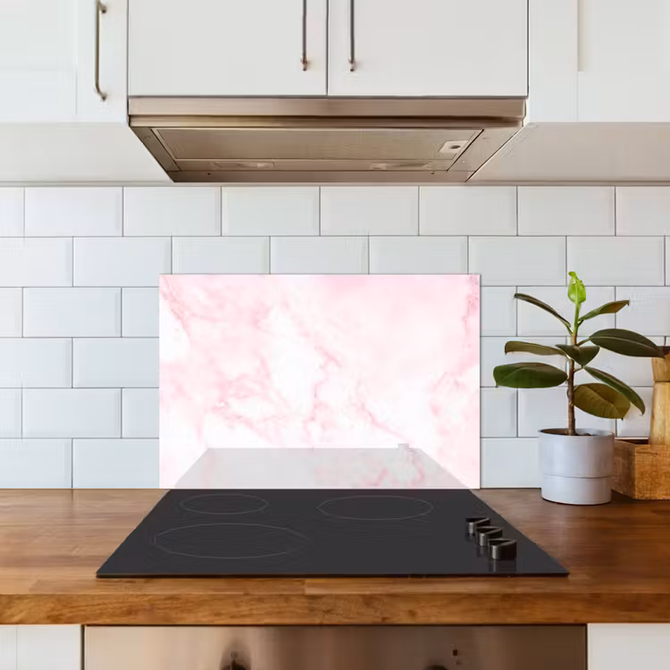 Kitchen splashback for hob - Marble - White - Pink - Chic - Marble look — 3