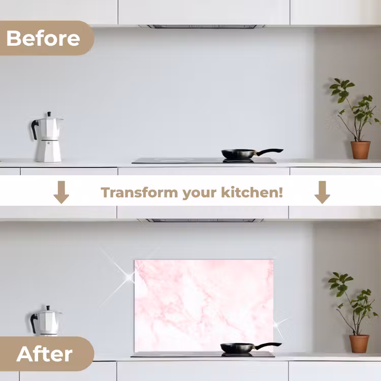 Kitchen splashback for hob - Marble - White - Pink - Chic - Marble look — 7