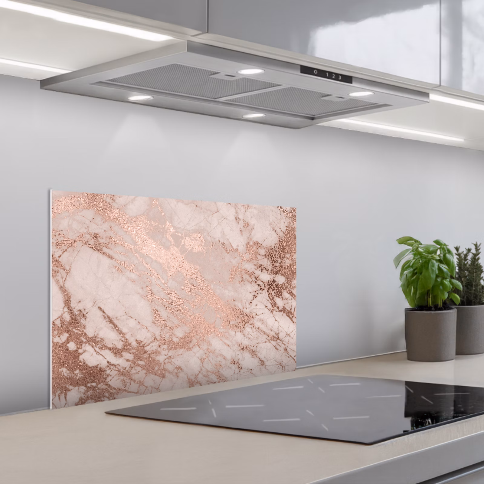 Kitchen splashback for hob - Marble - Pink - Luxe - Marble look - Glitter - Design — 1