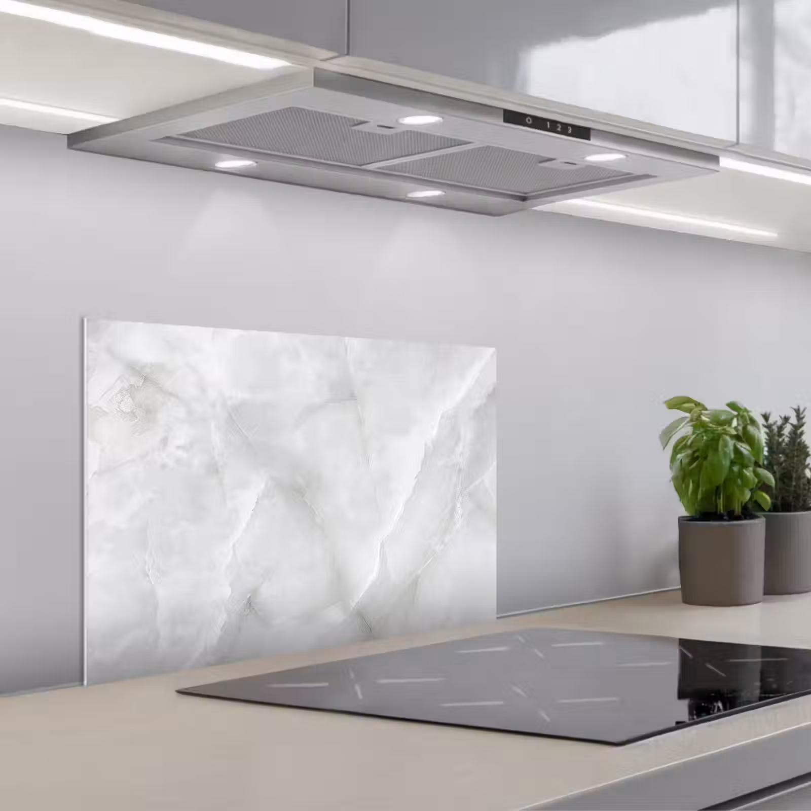 Kitchen splashback for hob - Marble - White - Patterns - Stone - Marble look — 1