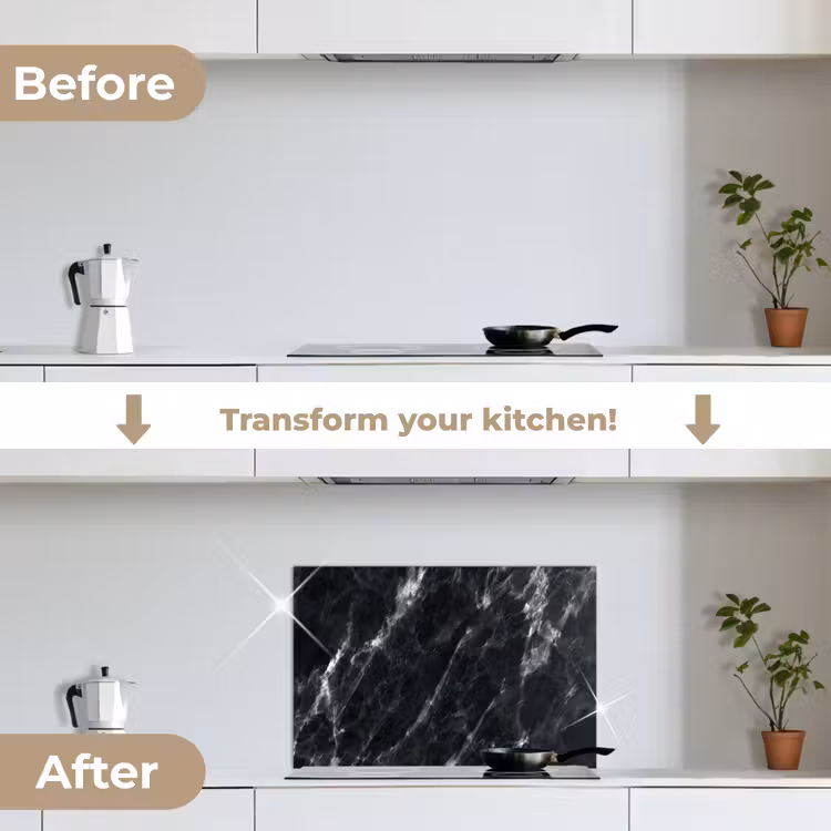 Kitchen splashback for hob - Marble - Black - Luxury — 7