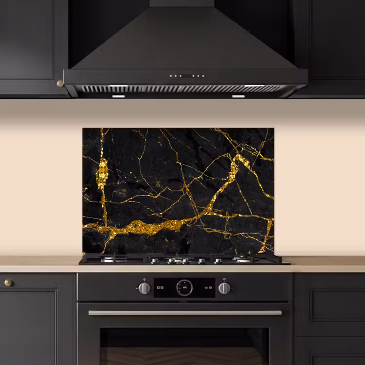 Kitchen splashback for hob - Marble - Gold - Black - Marble look - Luxe - Glitter — 5