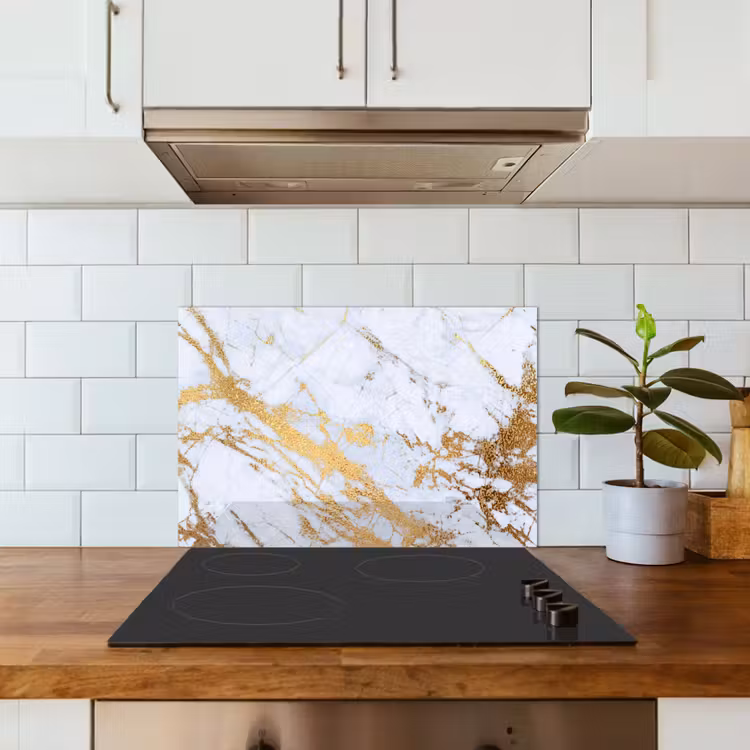 Kitchen splashback for hob - Marble - Gold - White - Luxe - Marble look - Glitter — 3