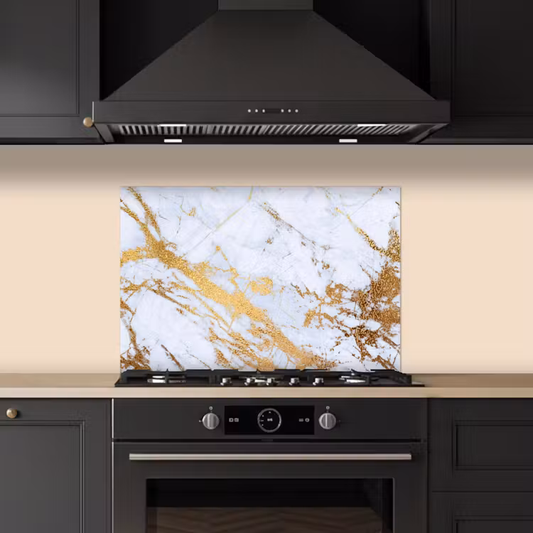 Kitchen splashback for hob - Marble - Gold - White - Luxe - Marble look - Glitter — 5