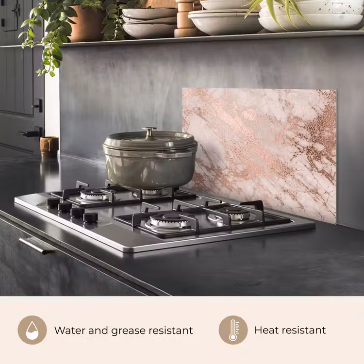 Kitchen splashback for hob - Marble - Pink - Luxe - Marble look - Glitter - Design — 2