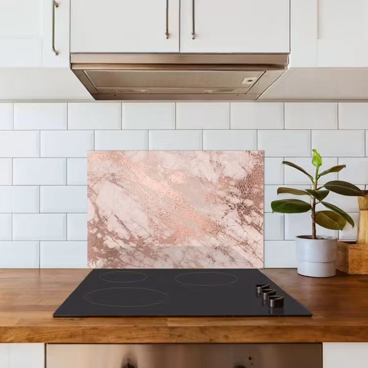 Kitchen splashback for hob - Marble - Pink - Luxe - Marble look - Glitter - Design — 3