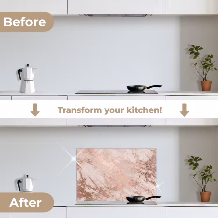 Kitchen splashback for hob - Marble - Pink - Luxe - Marble look - Glitter - Design — 7