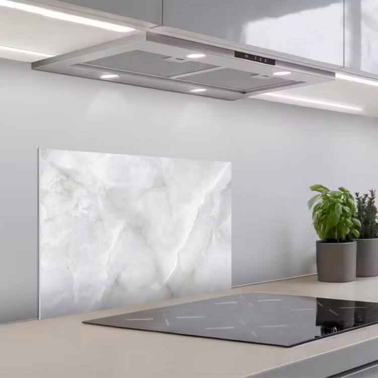 Kitchen splashback for hob - Marble - White - Patterns - Stone - Marble look — 1