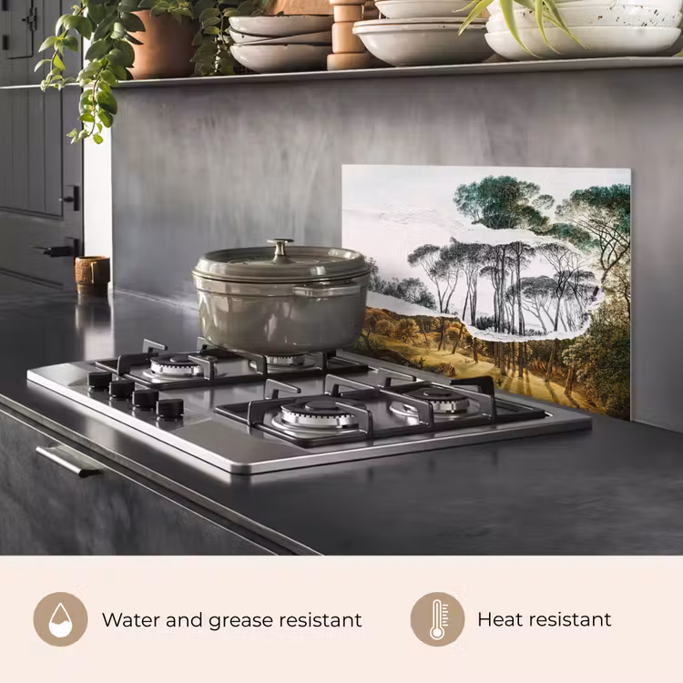 Kitchen splashback for hob - Italian landscape umbrella pines - Art - Hendrik Voogd - Painting - Black and white - Old masters — 2