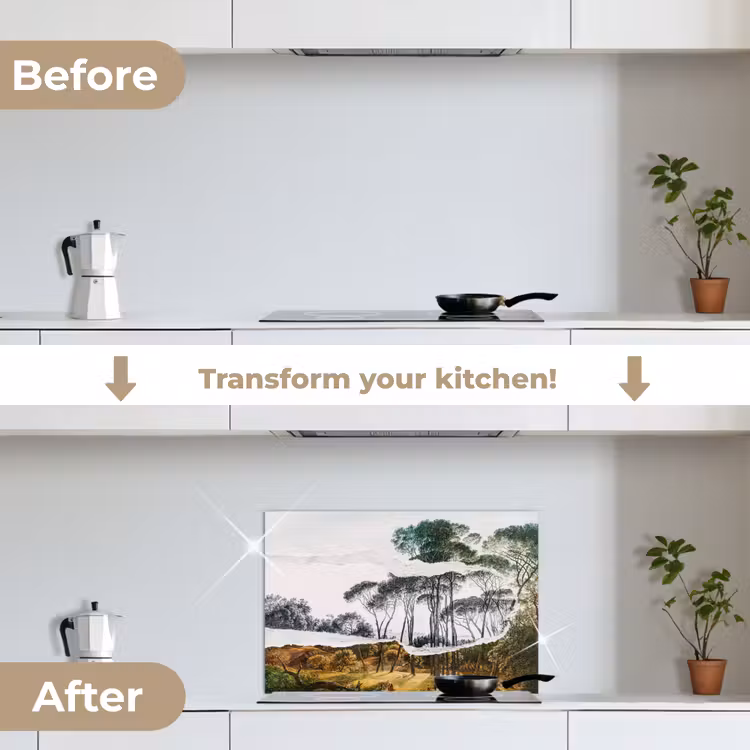 Kitchen splashback for hob - Italian landscape umbrella pines - Art - Hendrik Voogd - Painting - Black and white - Old masters — 7