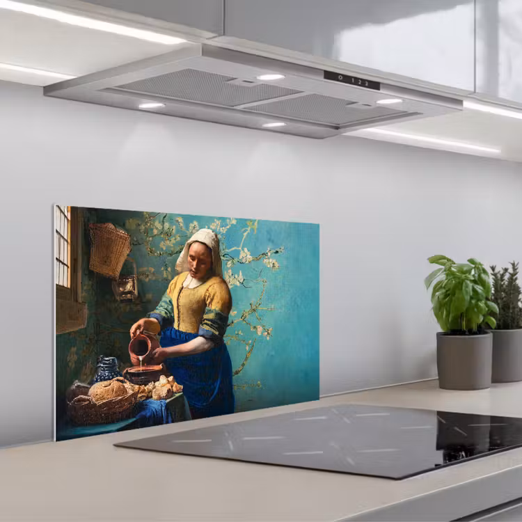 Kitchen splashback for hob - Milkmaid - Almond Blossom - Van Gogh - Vermeer - Painting - Old Masters — 1