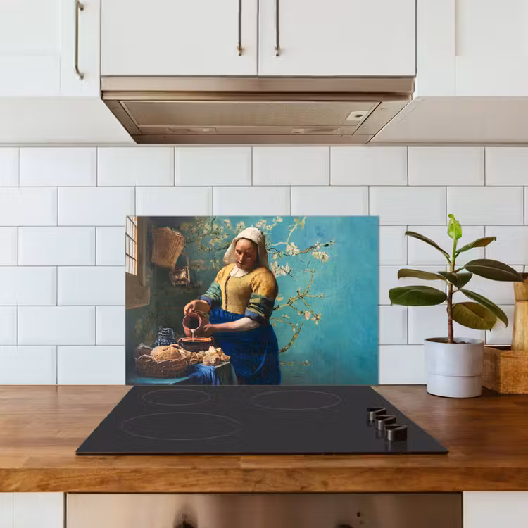 Kitchen splashback for hob - Milkmaid - Almond Blossom - Van Gogh - Vermeer - Painting - Old Masters — 3