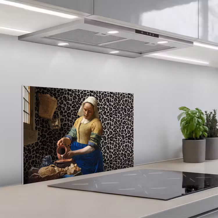 Kitchen splashback for hob - Milkmaid - Art - Panther print - Vermeer - Painting - Old Masters — 1