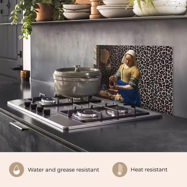 Kitchen splashback for hob - Milkmaid - Art - Panther print - Vermeer - Painting - Old Masters — 2