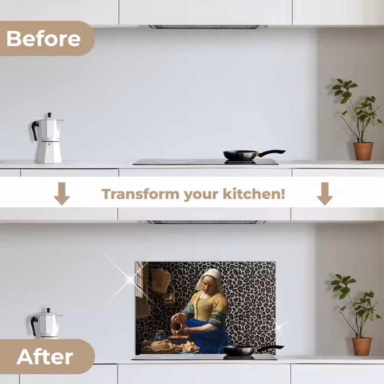 Kitchen splashback for hob - Milkmaid - Art - Panther print - Vermeer - Painting - Old Masters — 7