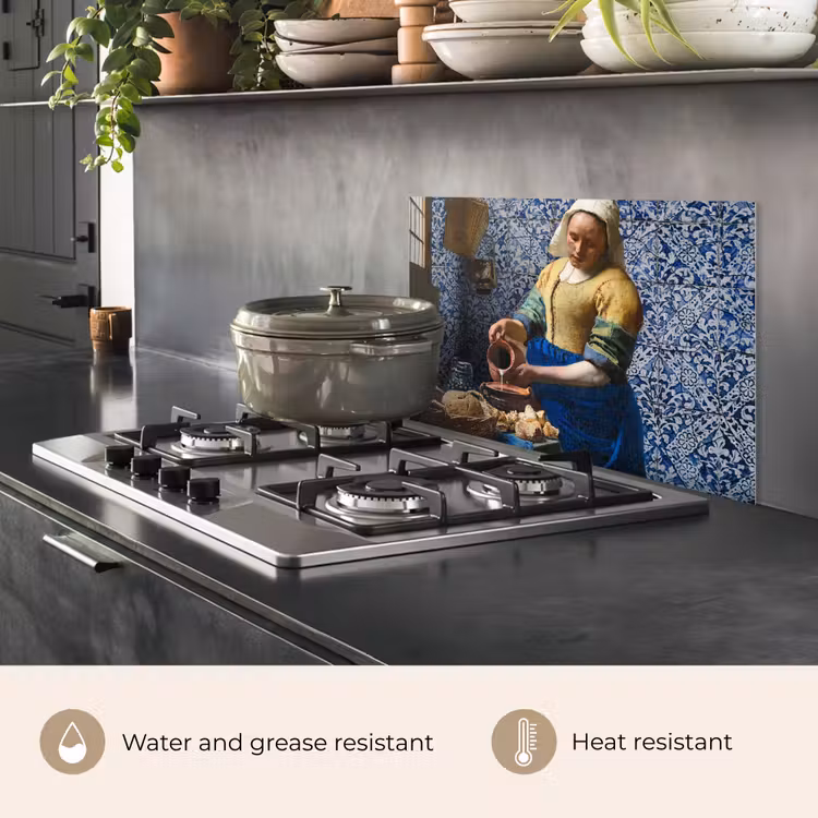 Kitchen splashback for hob - Milkmaid - Delft Blue - Vermeer - Painting - Old Masters — 2