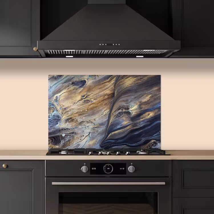 Kitchen splashback for hob - Marble - Gold - Watercolor - Texture - Marble look — 5