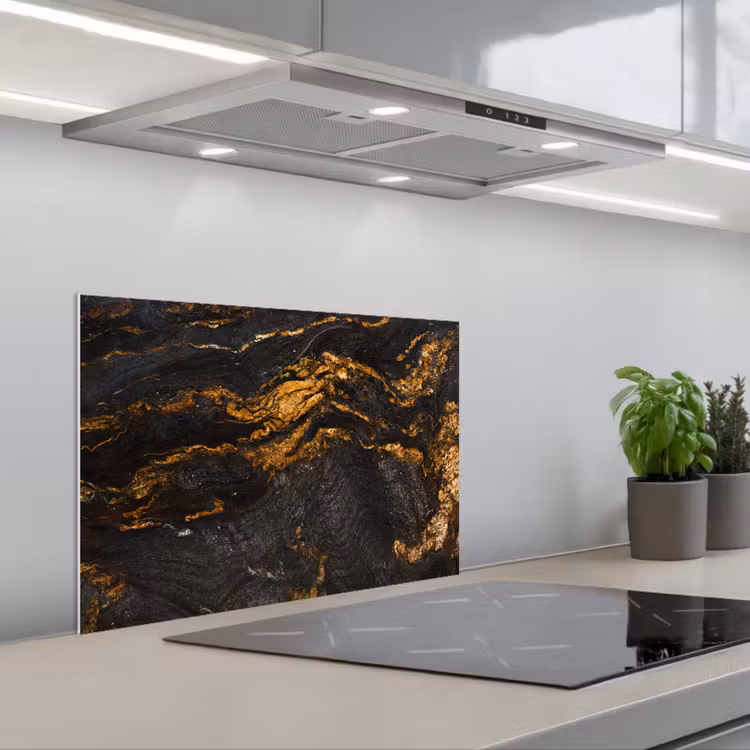 Kitchen splashback for hob - Marble - Lime - Black - Gold - Marble look - Luxury — 1