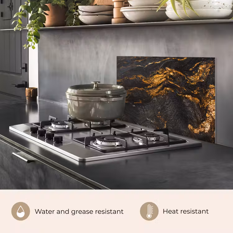 Kitchen splashback for hob - Marble - Lime - Black - Gold - Marble look - Luxury — 2