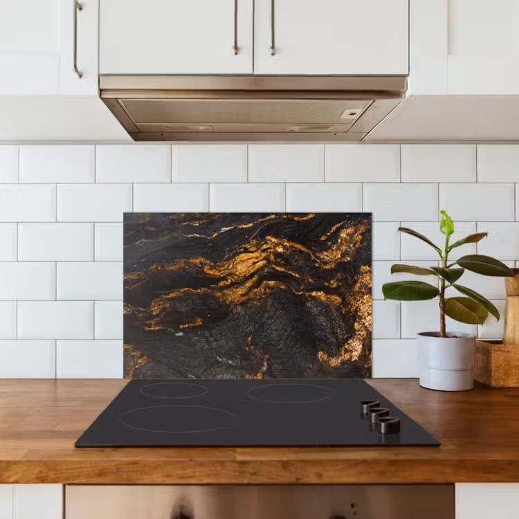 Kitchen splashback for hob - Marble - Lime - Black - Gold - Marble look - Luxury — 3
