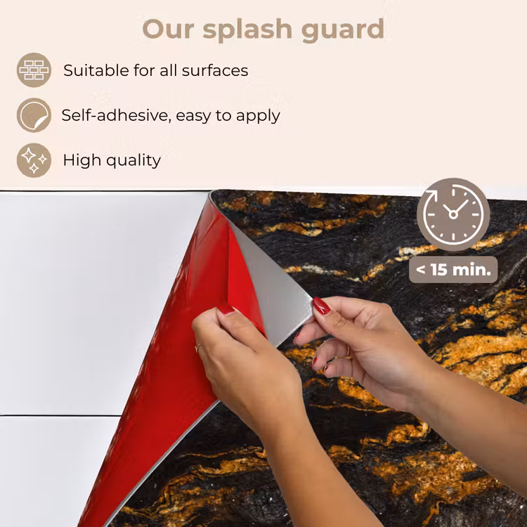 Kitchen splashback for hob - Marble - Lime - Black - Gold - Marble look - Luxury — 4