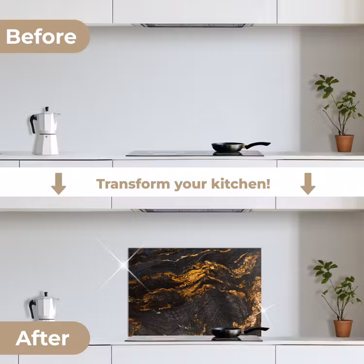 Kitchen splashback for hob - Marble - Lime - Black - Gold - Marble look - Luxury — 7