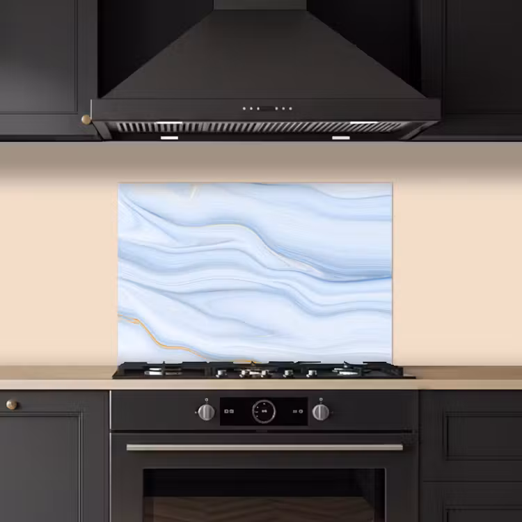Kitchen splashback for hob - Marble - Wave - Blue - Patterns - Marble look - Pastel — 5