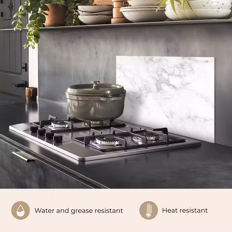 Kitchen splashback for hob - Marble - White - Gray - Luxury - Marble look - Stone — 2