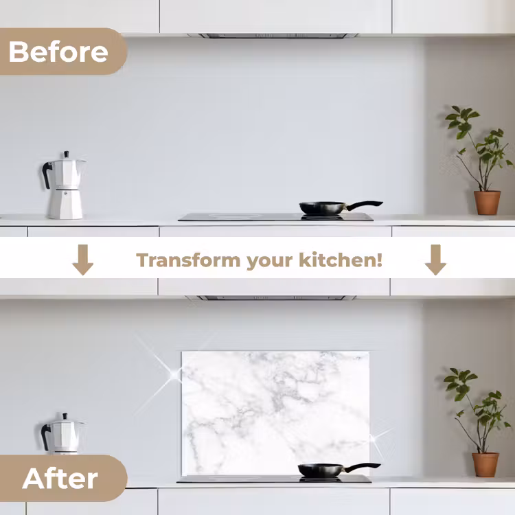 Kitchen splashback for hob - Marble - White - Gray - Luxury - Marble look - Stone — 7