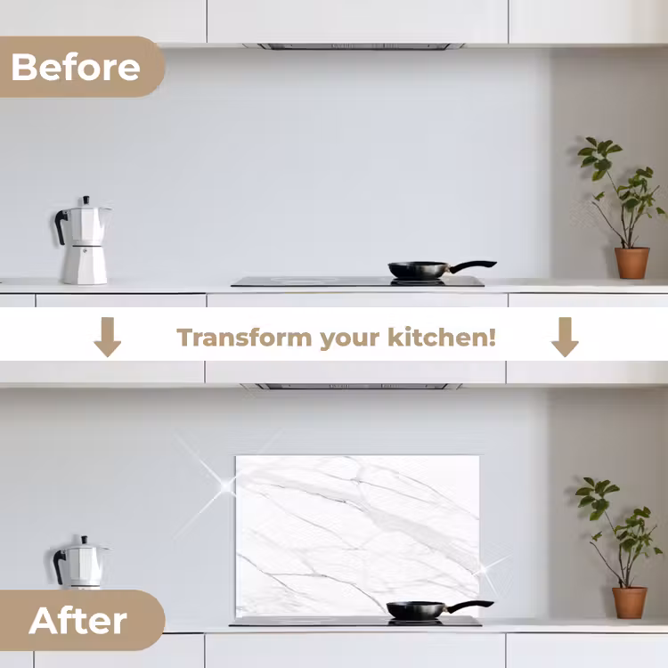 Kitchen splashback for hob - Marble - White - Line - Patterns - Luxury - Marble look — 7