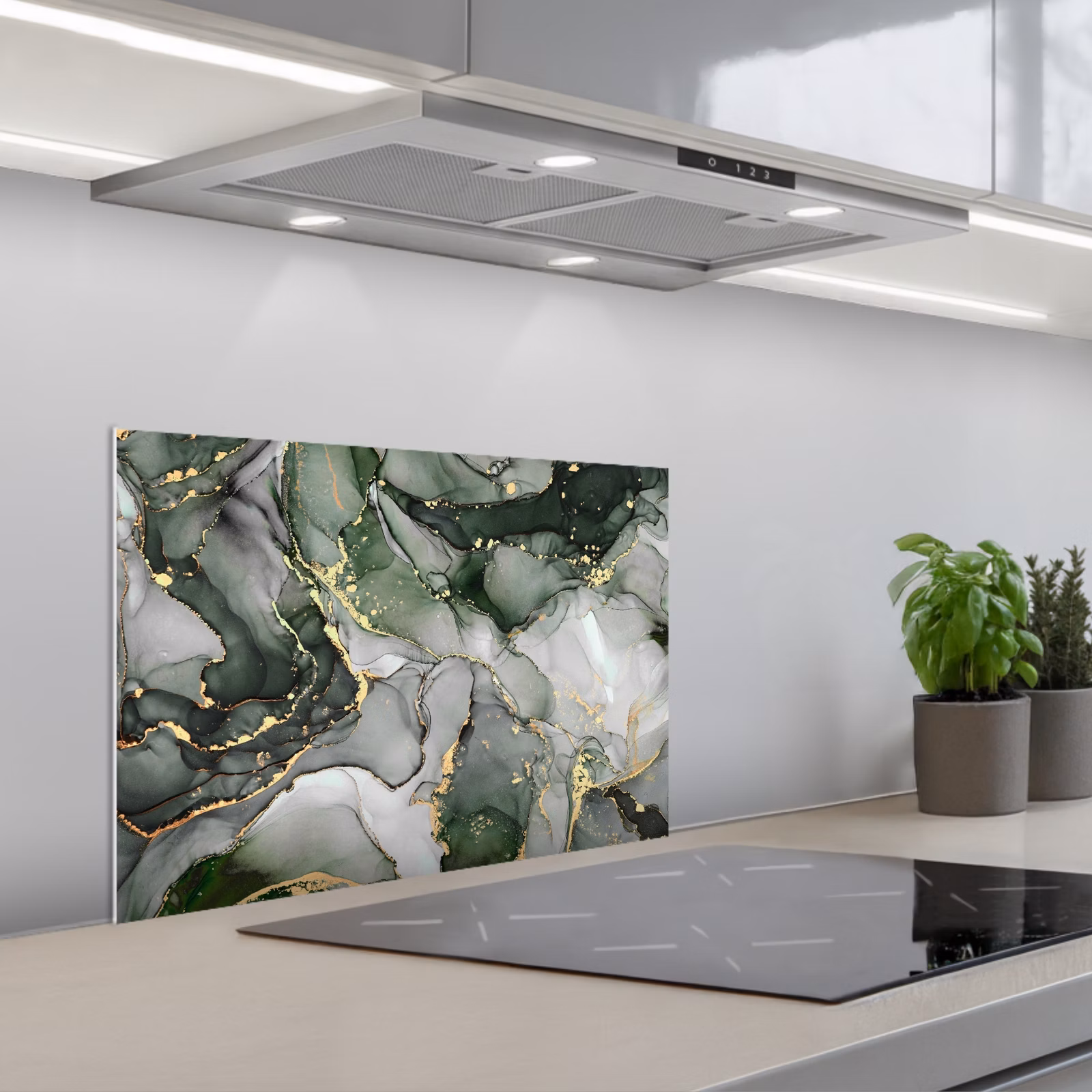 Kitchen splashback for hob - Luxury - Marble - Green — 1