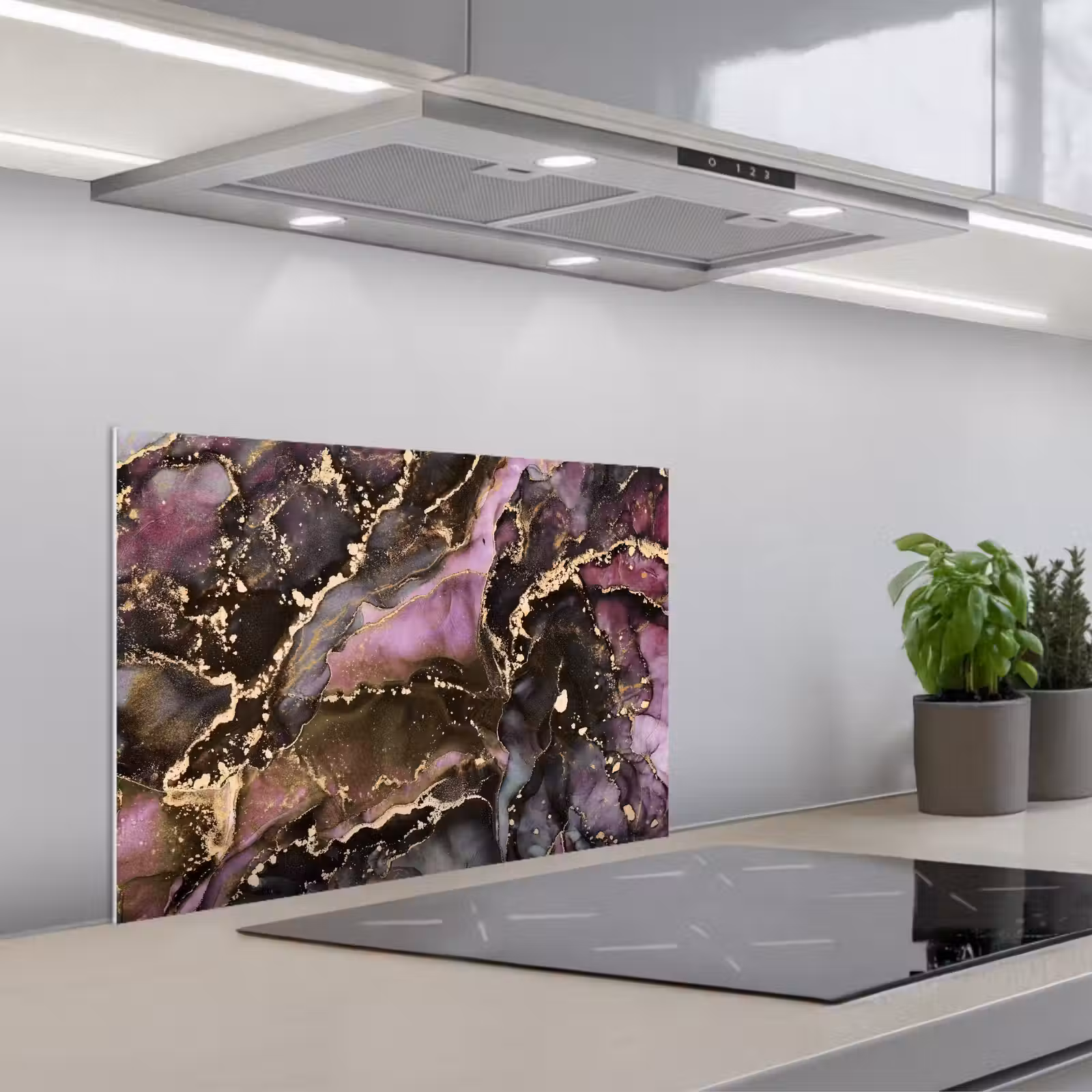 Kitchen splashback for hob - Marble - Gold - Stone - Abstract — 1