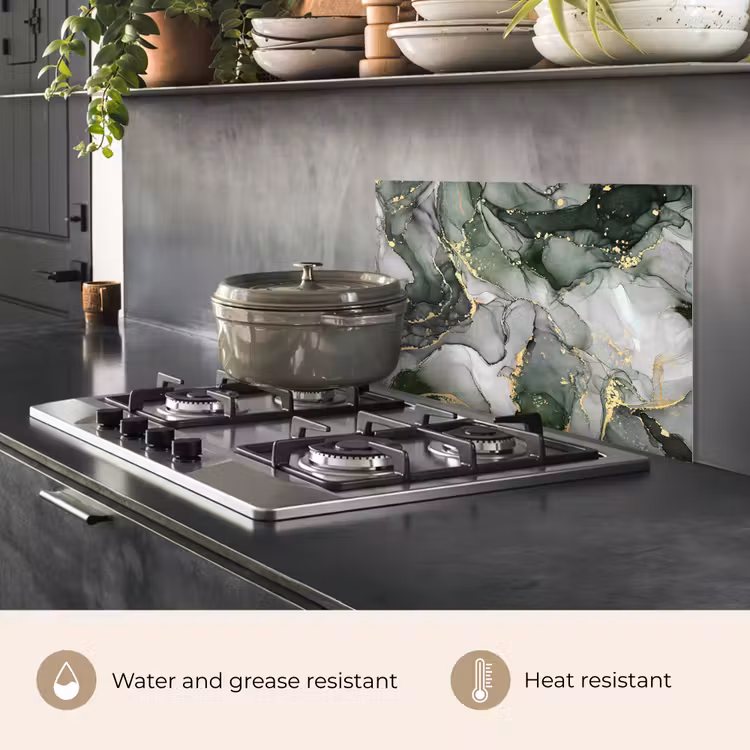 Kitchen splashback for hob - Luxury - Marble - Green — 2