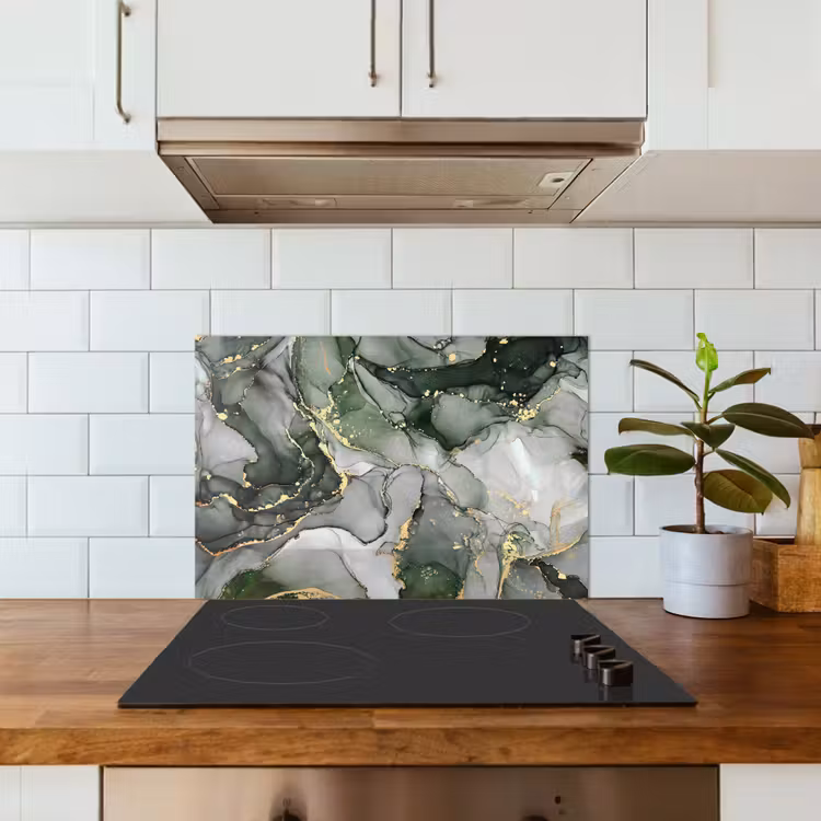 Kitchen splashback for hob - Luxury - Marble - Green — 3