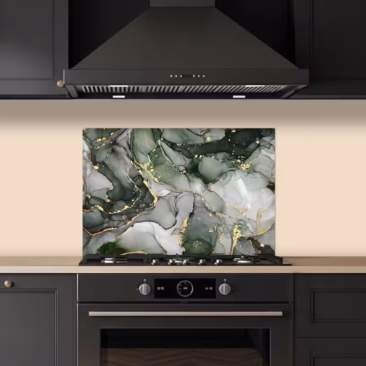 Kitchen splashback for hob - Luxury - Marble - Green — 5