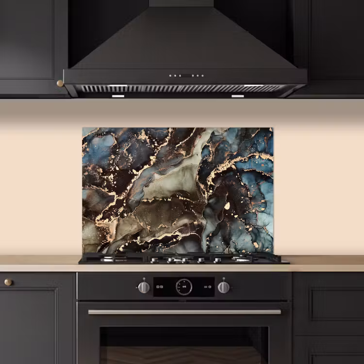Kitchen splashback for hob - Marble - Gold - Green — 5