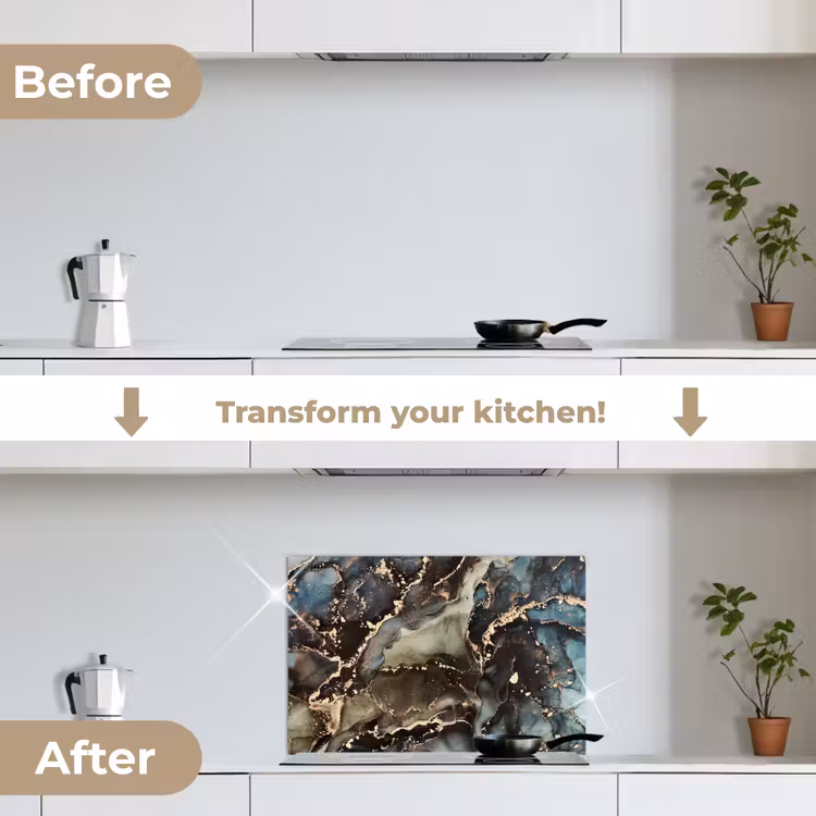 Kitchen splashback for hob - Marble - Gold - Green — 7