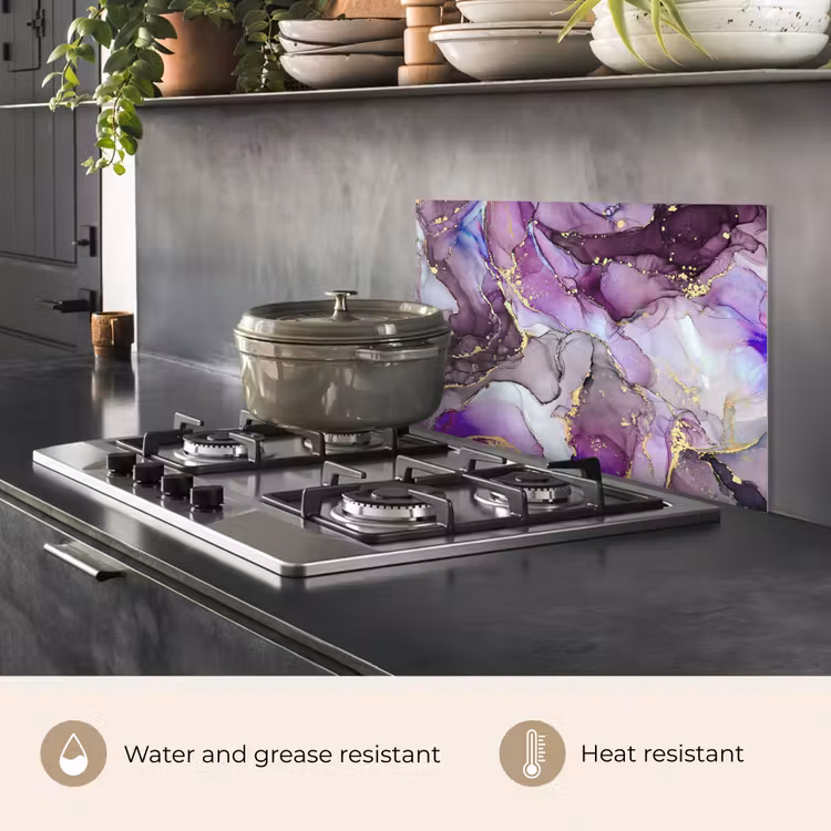 Kitchen splashback for hob - Marble - Pink - Purple - Gold — 2