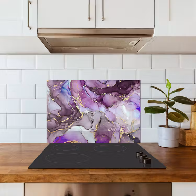 Kitchen splashback for hob - Marble - Pink - Purple - Gold — 3