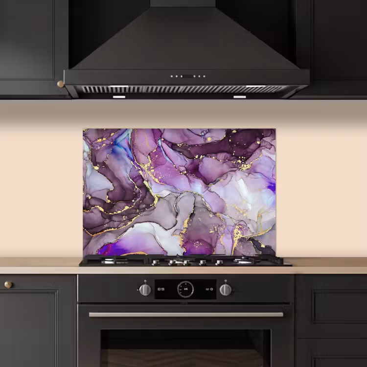 Kitchen splashback for hob - Marble - Pink - Purple - Gold — 5