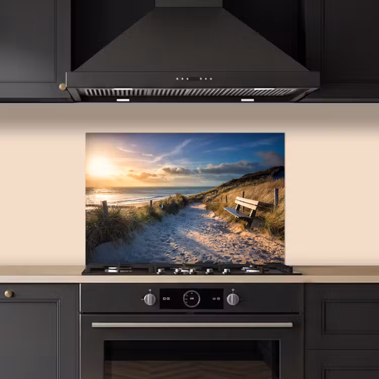 Kitchen splashback for hob - Sunset - Beach - Dune - Grass - Bench — 5