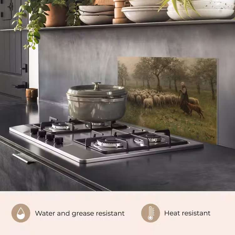 Kitchen splashback for hob - Shepherdess with flock of sheep - Painting by Anton Mauve — 2