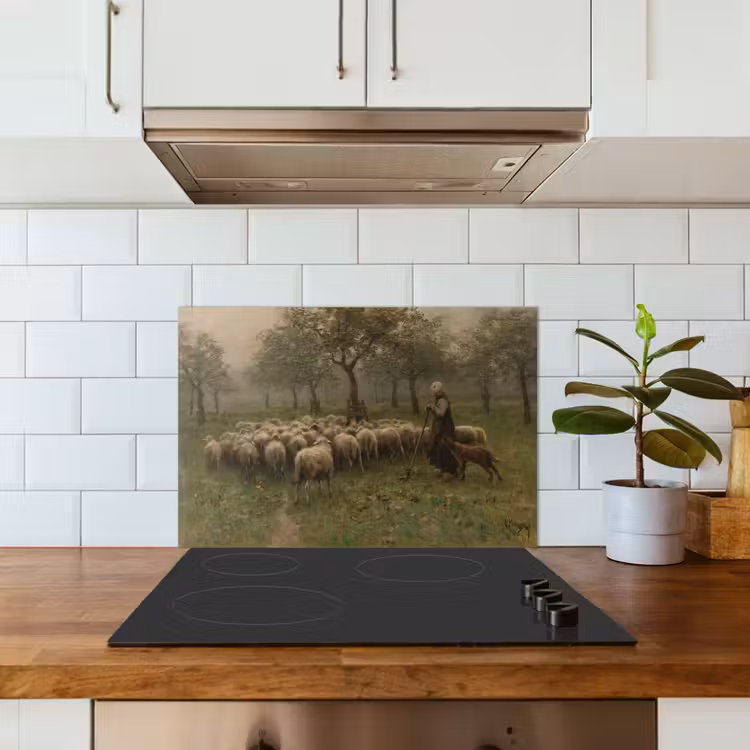 Kitchen splashback for hob - Shepherdess with flock of sheep - Painting by Anton Mauve — 3