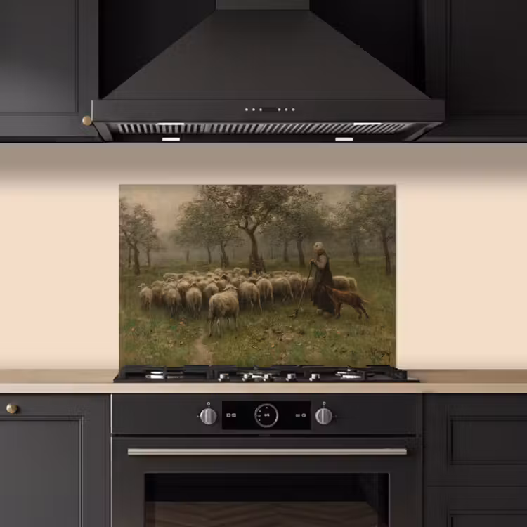 Kitchen splashback for hob - Shepherdess with flock of sheep - Painting by Anton Mauve — 5